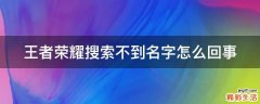 王者荣耀搜索不到名字怎么回事