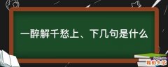 一醉解千愁上、下几句是什么