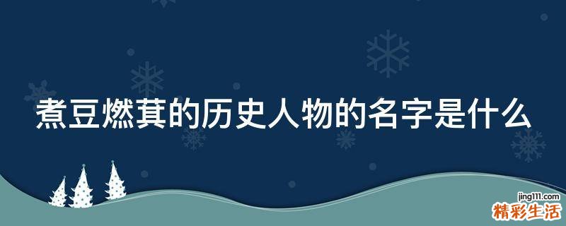 煮豆燃萁的历史人物的名字是什么