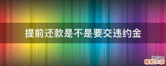 提前还款是不是要交违约金