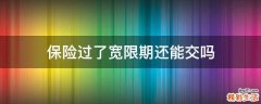 保险过了宽限期还能交吗