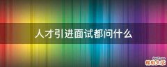 人才引进面试都问什么