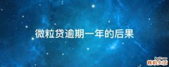 微粒贷逾期一年的后果