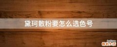 黛珂散粉要怎么选色号