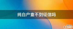 纯白户查不到征信吗