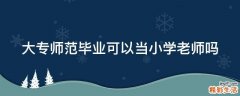 大专师范毕业可以当小学老师吗