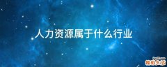 人力资源属于什么行业