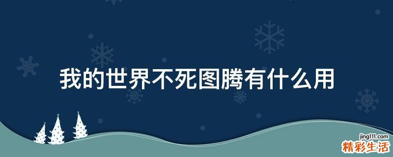我的世界不死图腾有什么用