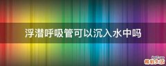 浮潜呼吸管可以沉入水中吗