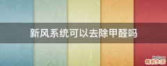 新风系统可以去除甲醛吗