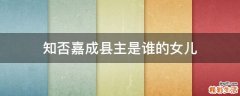 知否嘉成县主是谁的女儿