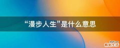 “漫步人生”是什么意思