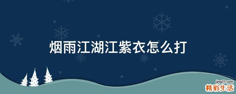 烟雨江湖江紫衣怎么打