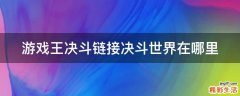 游戏王决斗链接决斗世界在哪里