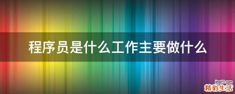 程序员是什么工作主要做什么