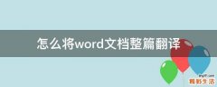 怎么将word文档整篇翻译