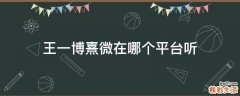 王一博熹微在哪个平台听