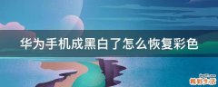 华为手机成黑白了怎么恢复彩色