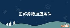 正邦养猪加盟条件