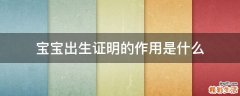 宝宝出生证明的作用是什么