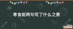 寒食前两句写了什么之景