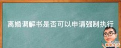 离婚调解书是否可以申请强制执行
