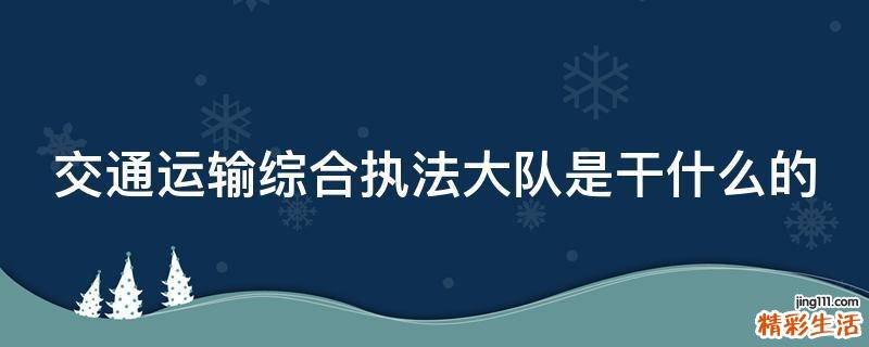 交通运输综合执法大队是干什么的