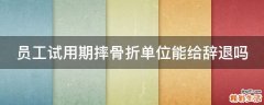 员工试用期摔骨折单位能给辞退吗