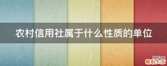 农村信用社属于什么性质的单位