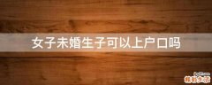 女子未婚生子可以上户口吗