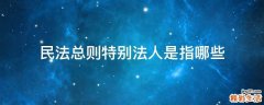 民法总则特别法人是指哪些
