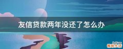 友信贷款两年没还了怎么办