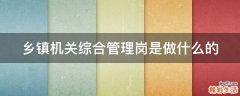 乡镇机关综合管理岗是做什么的