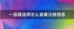 一级建造师怎么查看注册信息