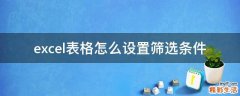 excel表格怎么设置筛选条件
