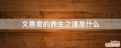 文惠君的养生之道是什么