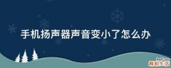 手机扬声器声音变小了怎么办