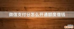 微信支付分怎么开通额度借钱