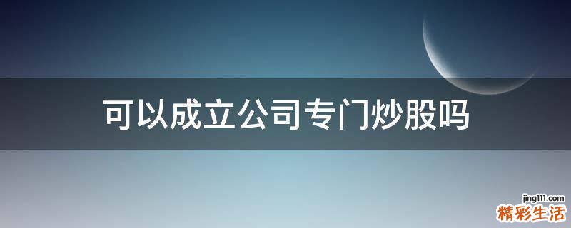 可以成立公司专门炒股吗