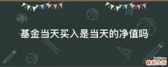 基金当天买入是当天的净值吗