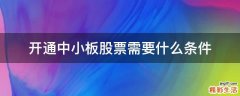 开通中小板股票需要什么条件