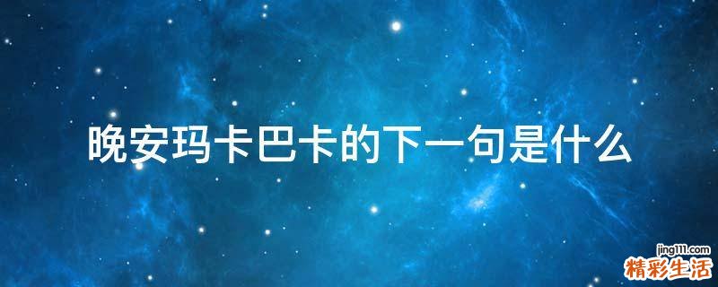 晚安玛卡巴卡的下一句是什么