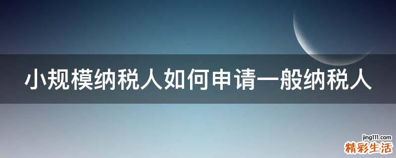 小规模纳税人如何申请一般纳税人