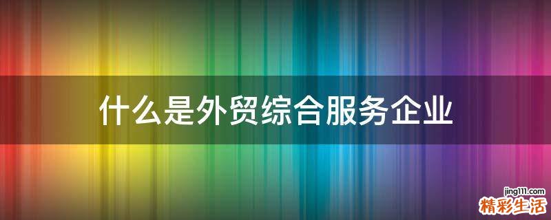 什么是外贸综合服务企业