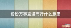 纷纷万事直道而行什么意思