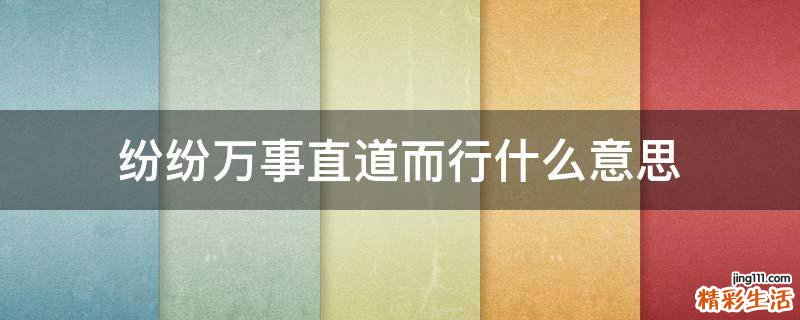 纷纷万事直道而行什么意思