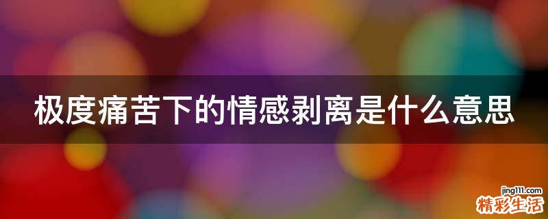 极度痛苦下的情感剥离是什么意思