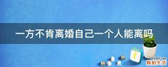 一方不肯离婚自己一个人能离吗