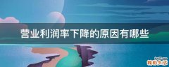 营业利润率下降的原因有哪些