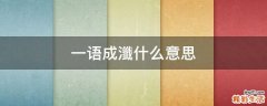 一语成瀸什么意思